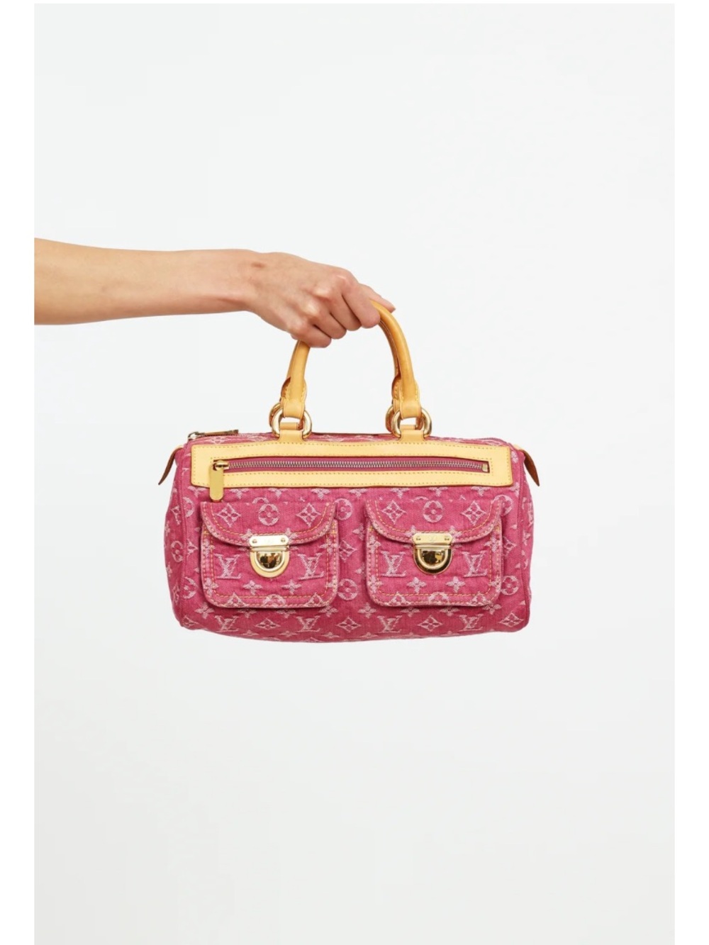 Louis Vuitton Pink Monogram Denim Neo Speedy with Tan Leather Handles